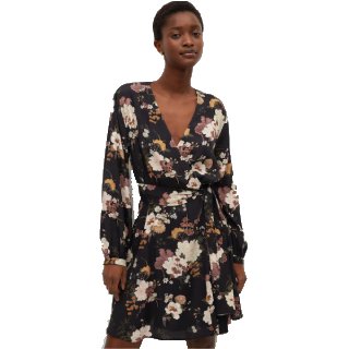 Buy MANGO Women Black & Yellow Floral Print A-Line Dress at Rs.3213